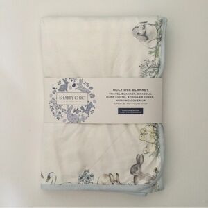 NEW Reversible Baby Blanket Multi-use Bunny Theme & Blue Checkered | Shabby Chic
